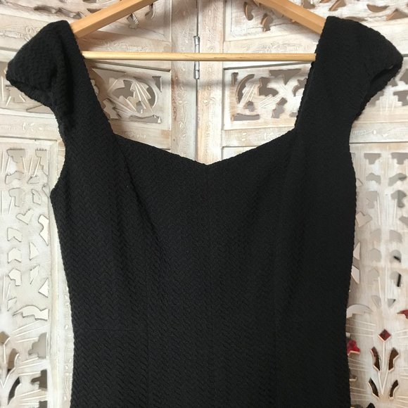 NWT Rebecca Taylor Black Cap Sleeve Texture Dress 4 - Picture 8 of 16